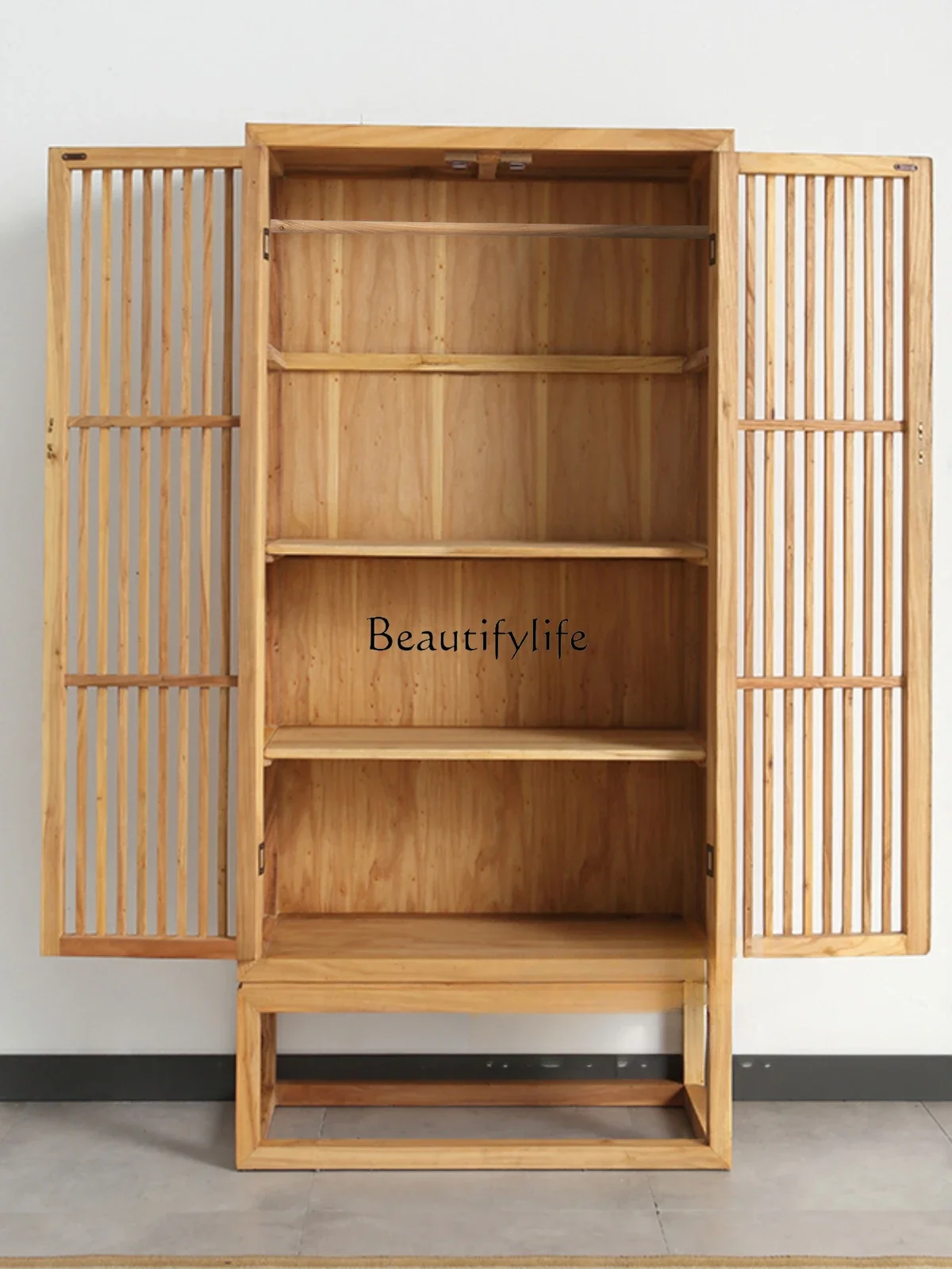 

01New Chinese Zen Ming and Qing modern log old elm bookcase