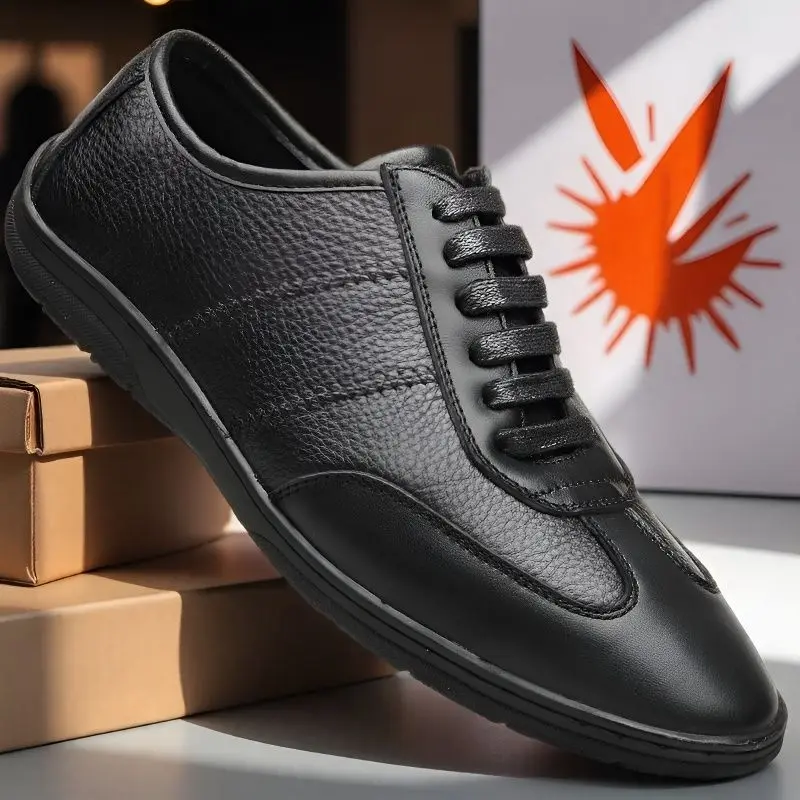 

Genuine Leather Shoes Men Business Office Lazy Wear Bean Shoes Elegant Luxury Handsome Flats Loafer Boat Shoe Walking Driving 45