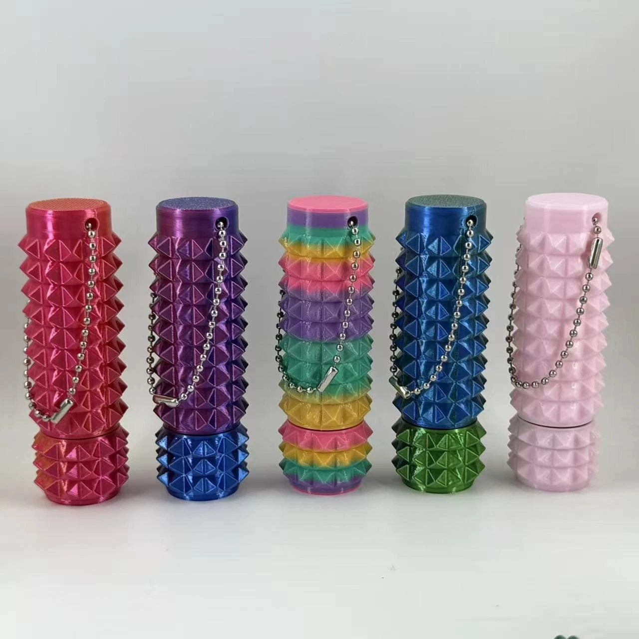 3D Printed Pain Stim Fidget Toy Portable With Keychan Colorful 3d Pain Stimulation Decompression Office Novelty Toy Spike Roller
