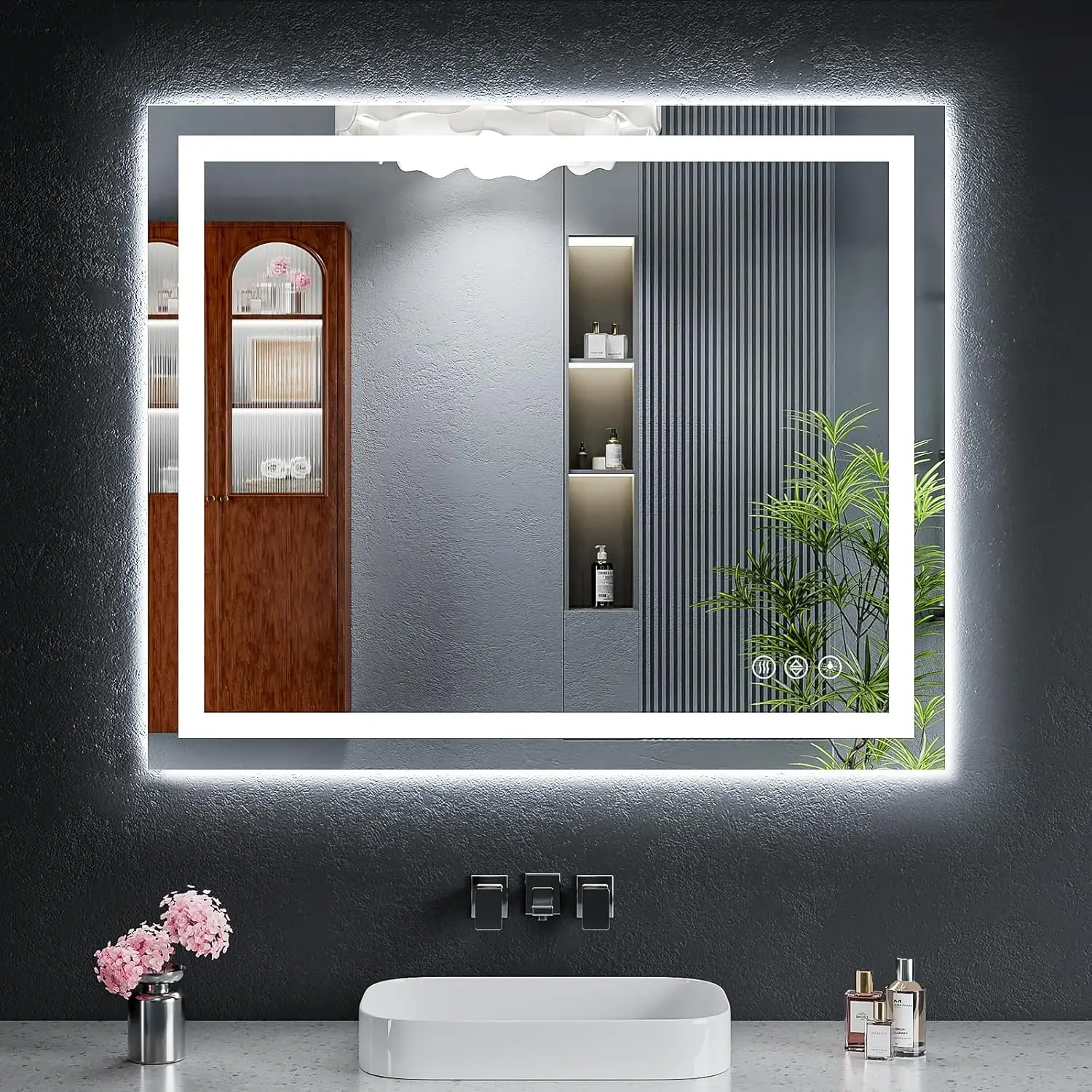 

36"x30" LED Bathroom Mirror with Lights, Backlit + Front Lit with CRI 90, Lighted Mirror for Bathroom, Anti-Fog, Dimmable Bright