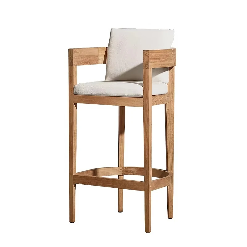 

Мебель для зоны у бассейна на открытом воздухе: современные барные стулья из тика с индивидуальным логотипом для отелей и зон отдыха