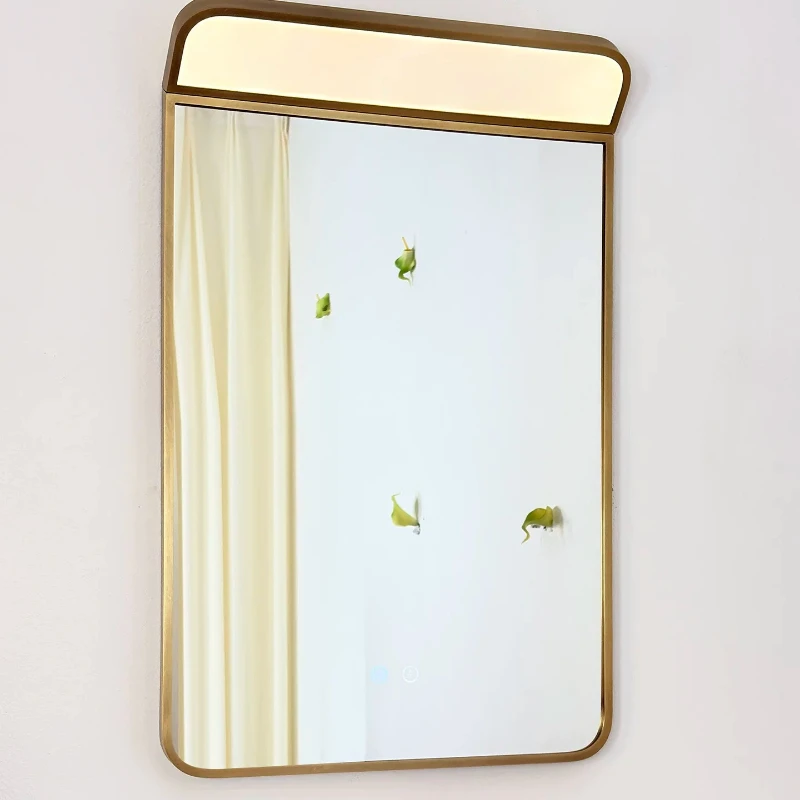 Brass LED smart bathroom mirror with light bathroom ultra-white anti-fog mirror