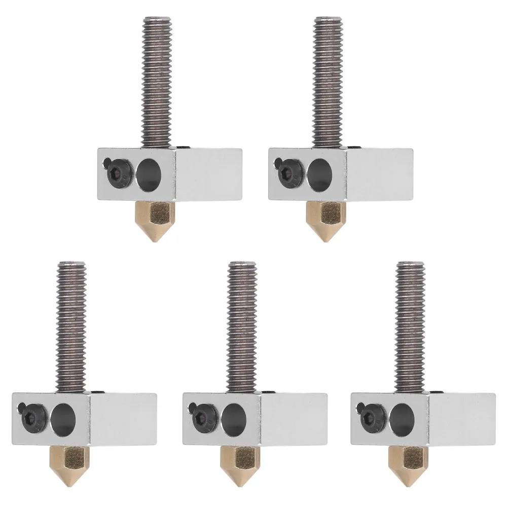 5 Set Brass Material 3D Printer Hotend Throat Tube Included Hotend Assembly Parts 3D Printer Nozzle for Anet A8 A2