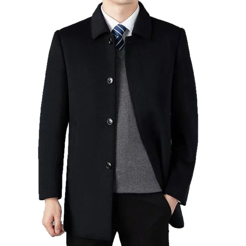 

Men's Double-sided Woolen Trench Coat Light And Mature Style Business And Leisure Four-season Lapel Woolen Jacket