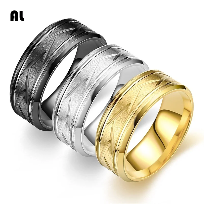 New Fashionable Titanium Steel Frosted Men's Ring with European and American Temperament Casual Business Style Jewelry