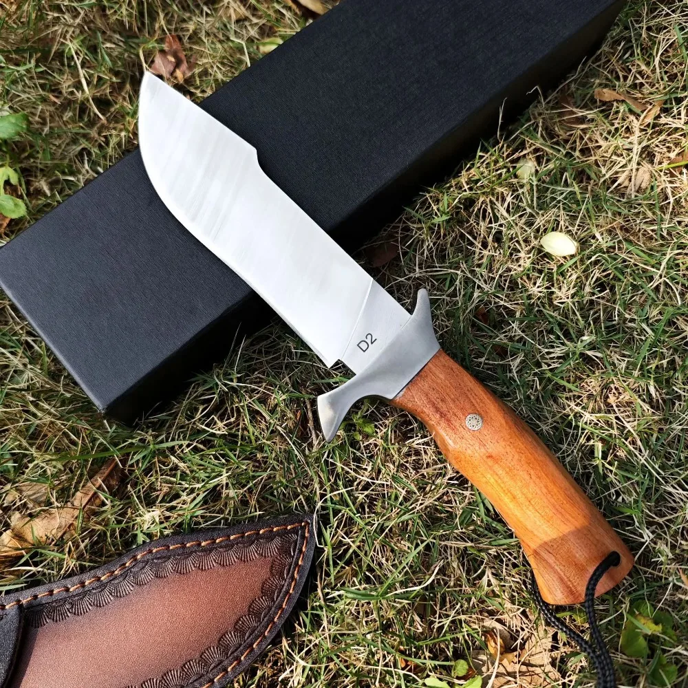 高品質d2ブレード木製ハンドル固定刃キャンプedcサバイバルナイフアウトドア荒野携帯ナイフ家庭用日常使い
