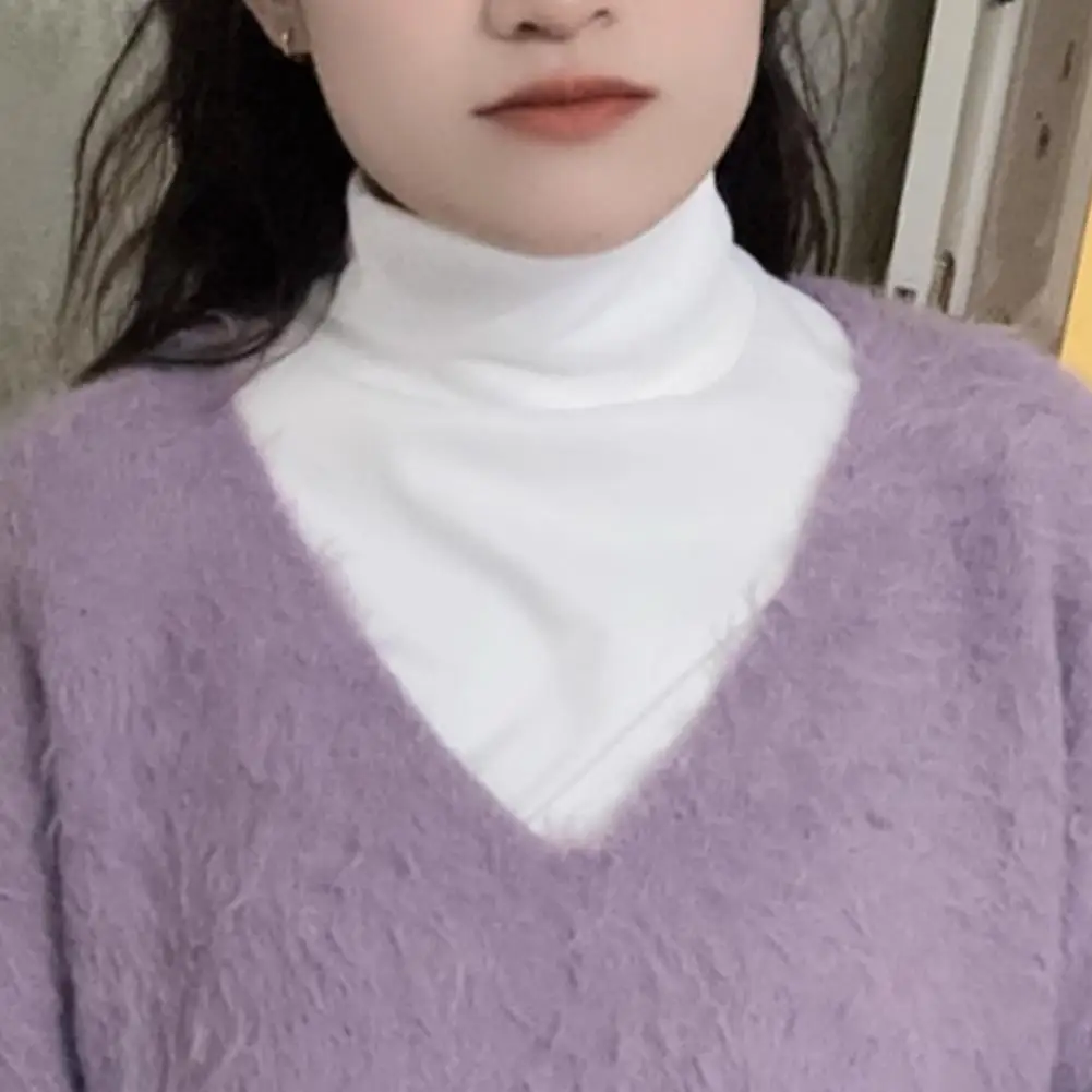 Winter Warm High Nack Fake Collar Soft False Collar For Women Solid Color Elastic Jersey Detachable Collar
