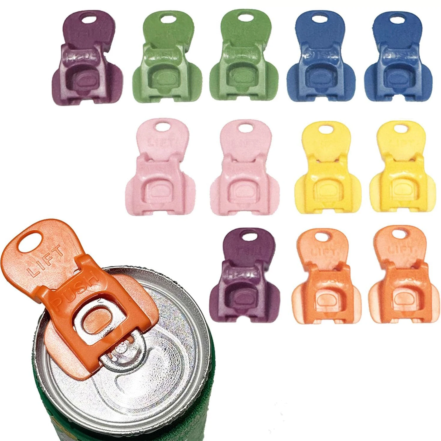 6/12/18pcs Opener Manual Soda Beer Can Openers Plastic Beverage Can Cover Protector Colorful Can Tab Cover Can Opener Tool
