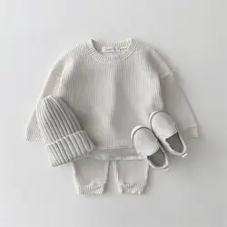 Tenue de sport pour bébé garçon et fille, ensemble 2 pièces, couleur unie imbibée de documents, nouvelle collection automne hiver printemps