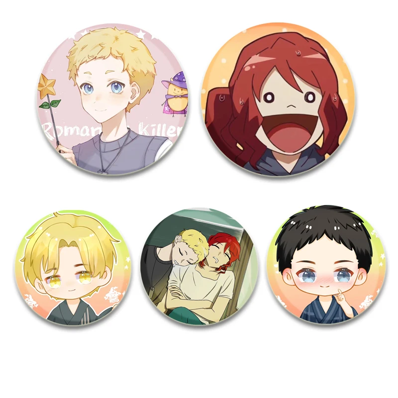 Anime Romantic Killer Cartoon Style Badge Funny Brooches on Backpack Clothes Handmade Round Enamel Pins Jewelry Gift Accessory