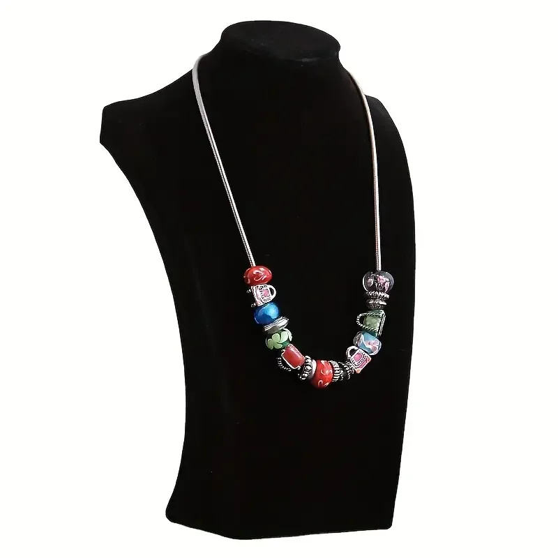 NONE Mannequin velours collier pendentif chaîne bijoux buste cou présentoir support Mannequin collier pendentif fenêtre affichage 3