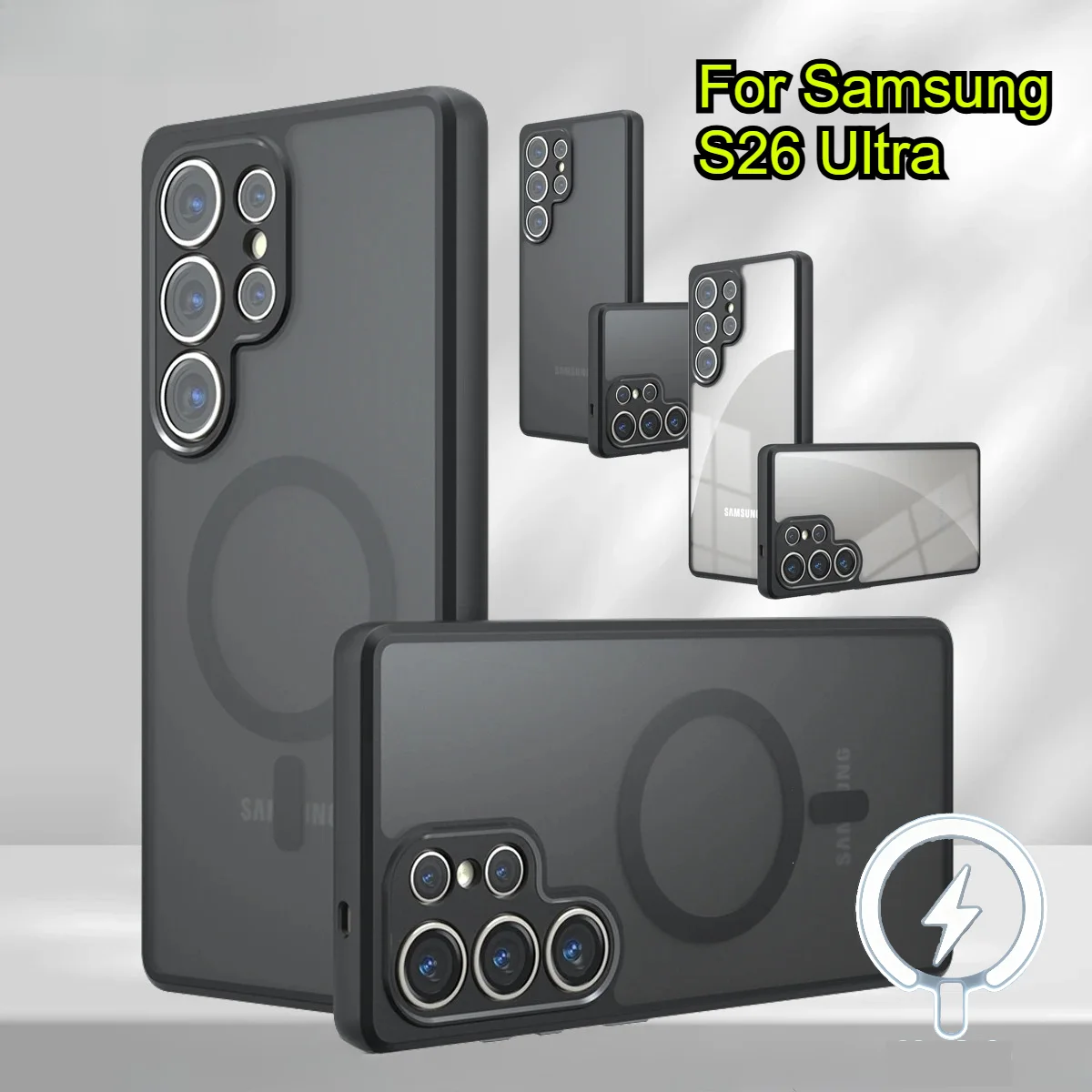 حافظة لهاتف سامسونج جالاكسي S26 برو S25 Edge S24 S23 FE Plus Ultra A17 A07 A56 A36 A26 A16 A06 غطاء مغناطيسي للسيارة + غطاء من البولي يوريثان