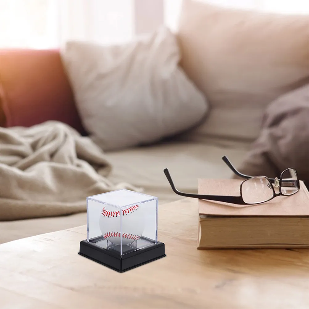 

3 шт. прозрачных акриловых витрин с основанием, прозрачный футляр для бейсбольных мячей, для хранения спортивного инвентаря командных видов спорта