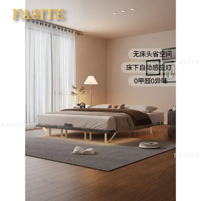 For 1.8m Double Bed Frame New Carbon Steel Italian Minimalist Master Bedroom Furniture Zero Glue Space Saving Design