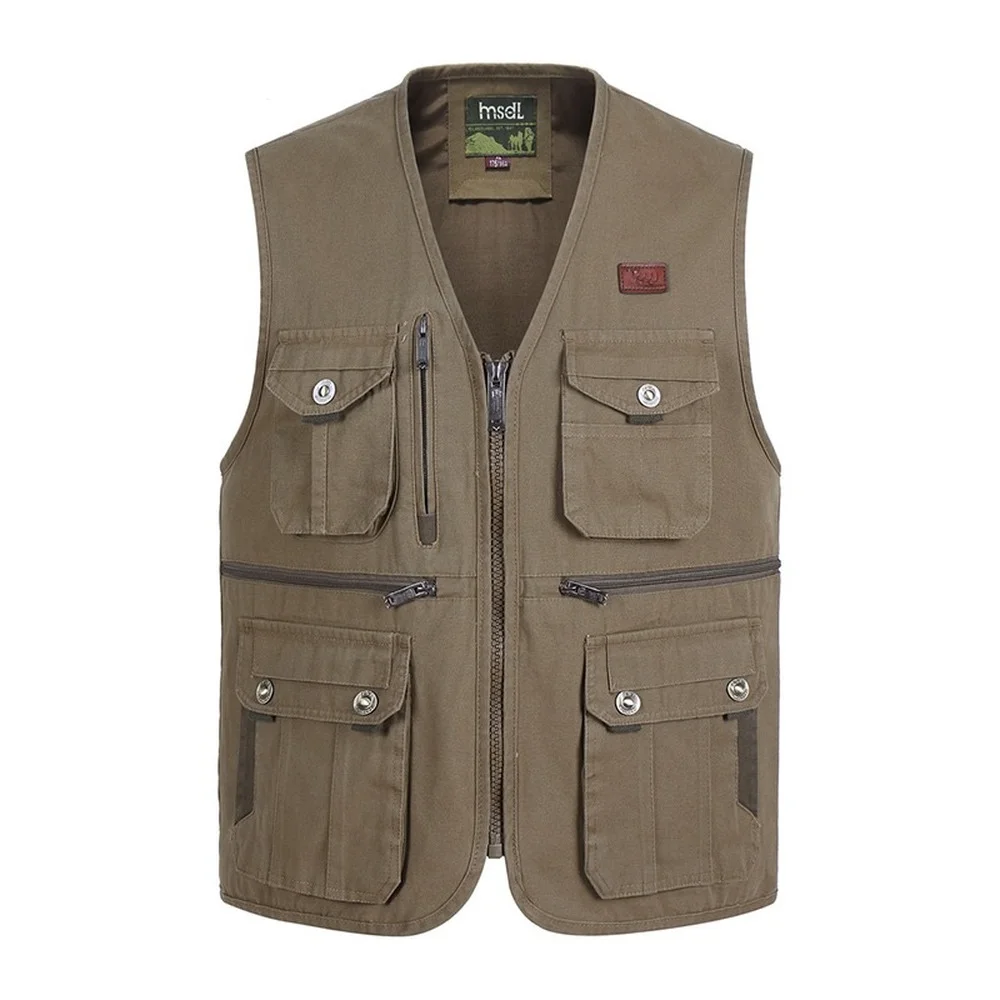 Men Summer Multi Pocket Vest Spring Autumn Casual Photographer Travel Sleeveless Jacket Tool XJ820