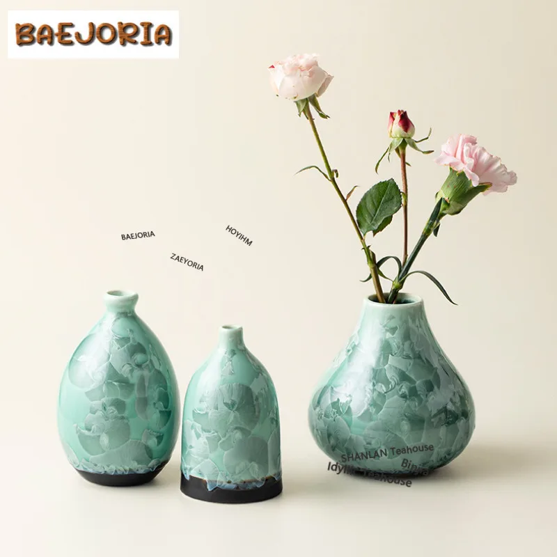 Kiln Change Crystal Glaze Vase Aesthetic Hydroponics Room Decor Plant Pot Household Flowerpot For Tea Accessories Decoration