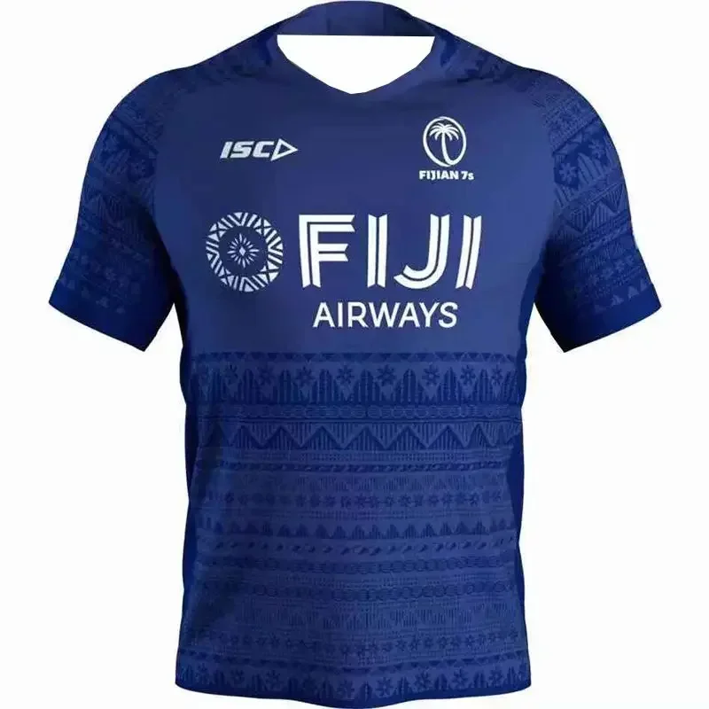 New Fiji Rugby 3D Printed Short-sleeved Jersey for Men, Summer Breathable and Quick-drying Outdoor Casual Fitness Round-neck T-s