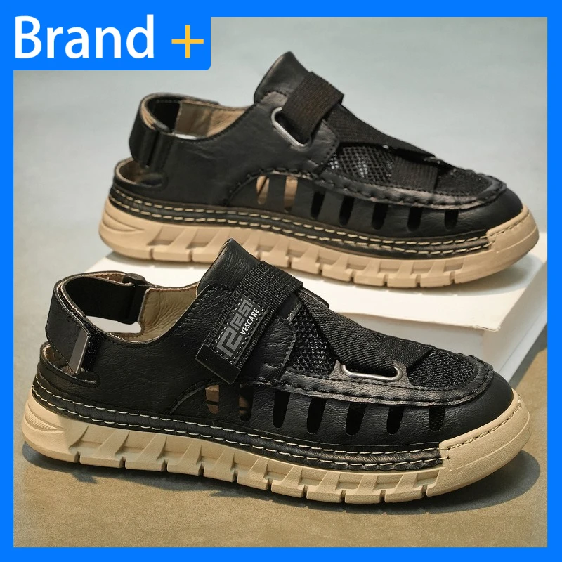 

Mens Sandals Hand Sewn Comfortable Durable Bottom Quick Drying Beach Shoes Summer New Daily Walking Breathable Driving Sandals