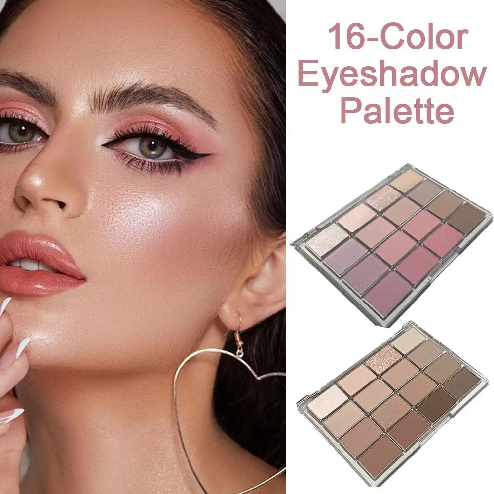 16 Farben Lidschatten-Palette matt Perl glanz niedrige Sättigung Schatten Make-up Auge dauerhaft lange braune Glitzer-Palette rosa Auge h8l3