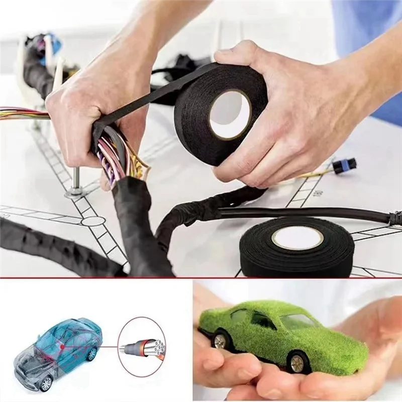 VOFUN-Black Car Flannel Tape Flame Retardant Insulating Adhesive Tape Velvet Harness Tape
