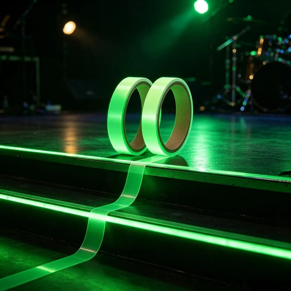 Glow in The Dark Warning Tape, Luminous Fluorescent Green Safety Tape for Stairs, Stage, Fire Exit, Anti-Collision Marking, 2cm × 500cm, 1 Roll