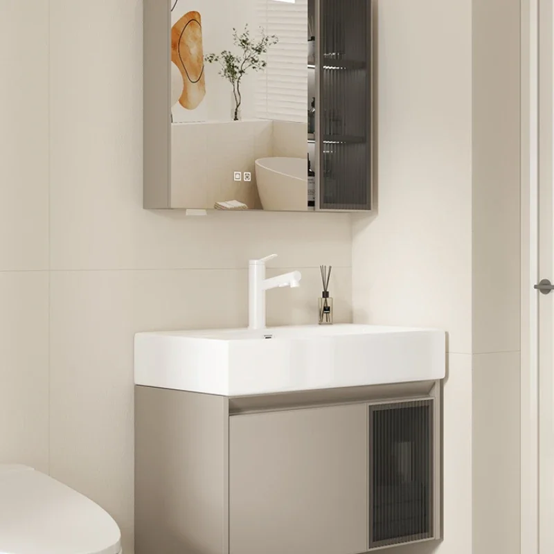 

Small apartment bathroom cabinet integrated ceramic basin combination