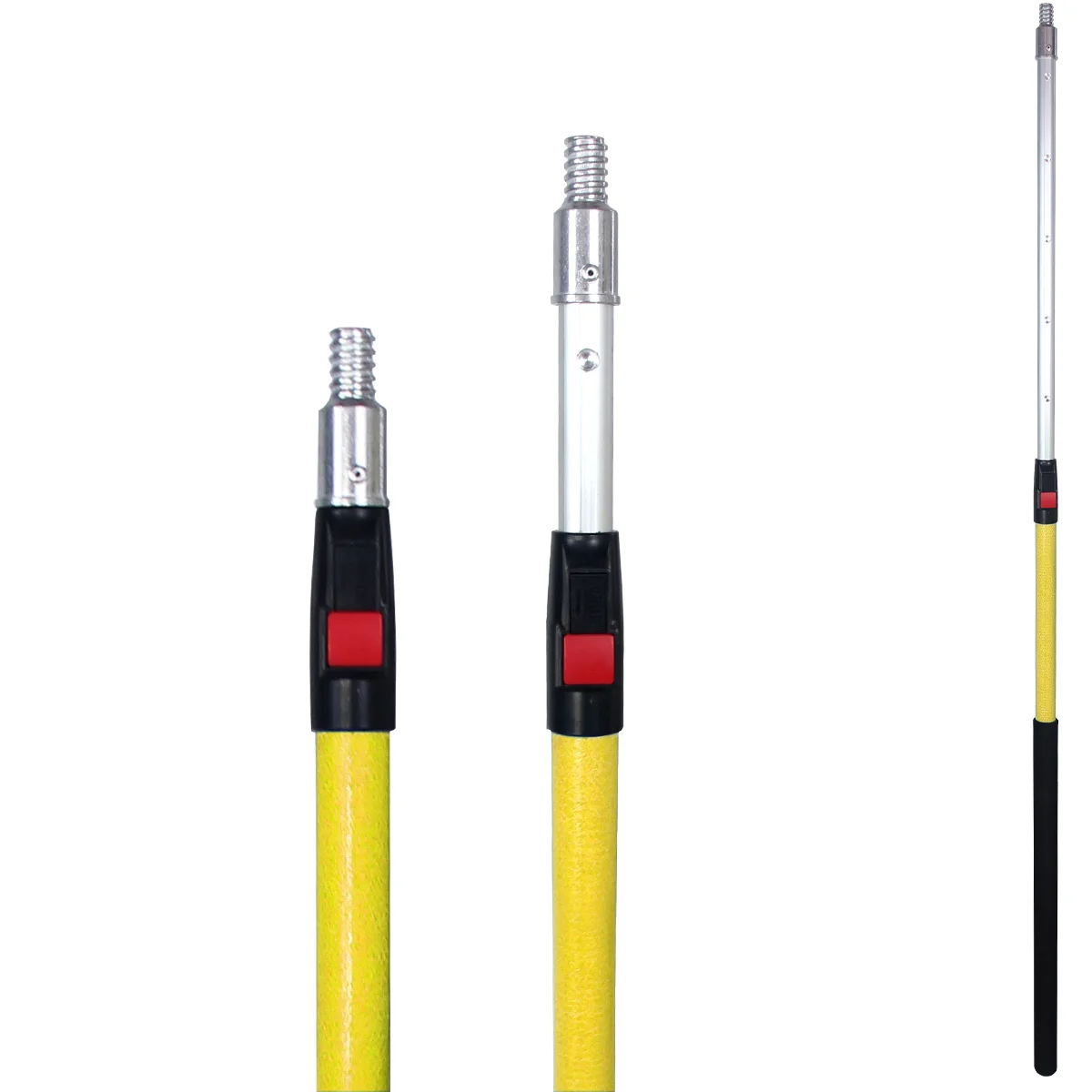 Poste de extensión de rodillo de pintura de aluminio, palo caliente telescópico de fibra de vidrio con poste de medición telescópico