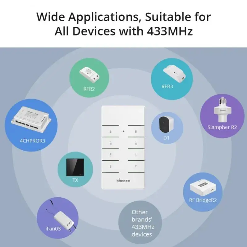 SONOFF RM433 R2 Remote Controller 8 Button RF Remote One Key Pairing Works With 433Mhz Sonoff Smart Home Switches Via eWeLink