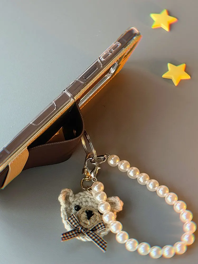 For Samsung Galaxy Z Flip 5 6 zflip5 Phone Case Pearl Bracelet Chain Leather Hinge Protective Cover