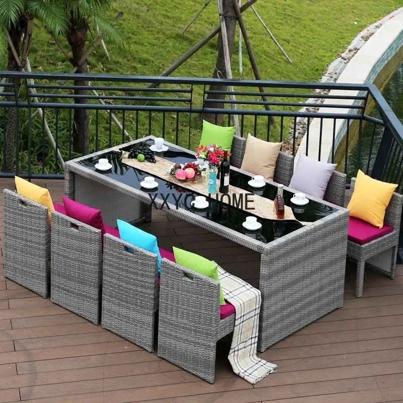 Outdoor Rattan Stuhl Hotel Homestay Rattan Outdoor Balkon Freizeit =