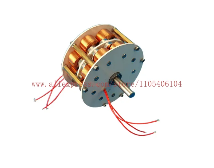 Double-layer disc type with iron core generator ultra-low speed multi-pole three-phase AC permanent magnet brushless