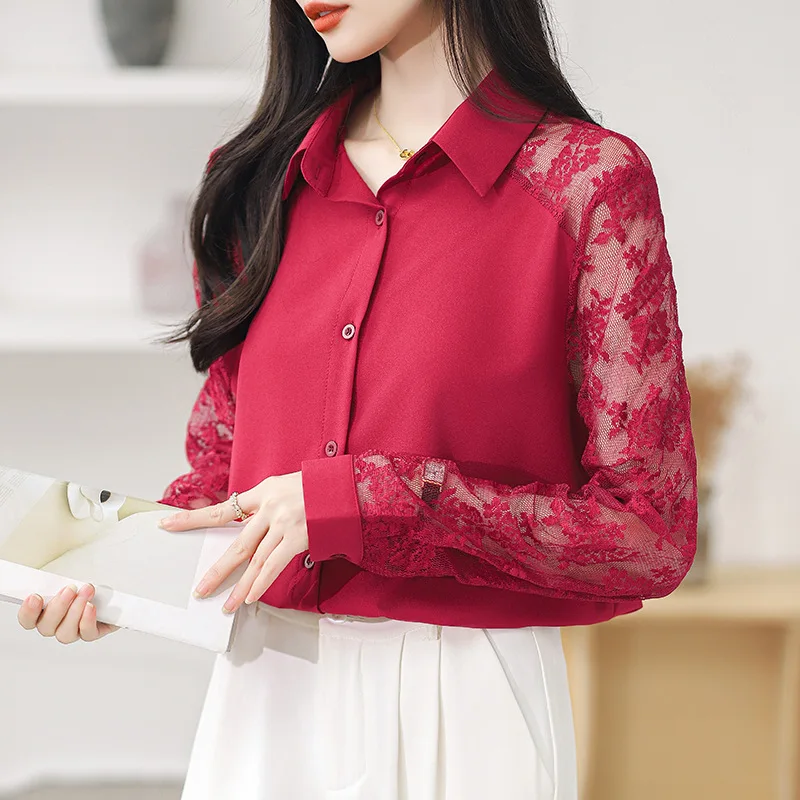 2025, modieus nieuw damesvest met reverskant en gesplitst chiffon overhemd