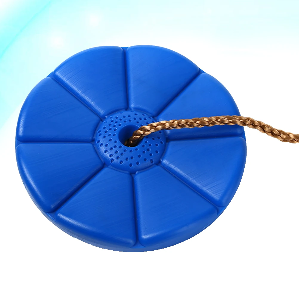 Asiento de disco de plástico para niños, cuerda para columpio de árbol para exteriores, 60Kg, azul, resistente, equipo de juego para niños, patio trasero, jardín, porche