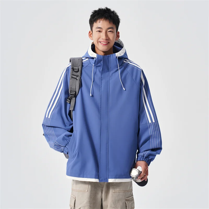 

Свободная ветрозащитная повседневная куртка с капюшоном на молнии из полиэстера, с длинными рукавами, молодежная, модная, осенне-зимняя