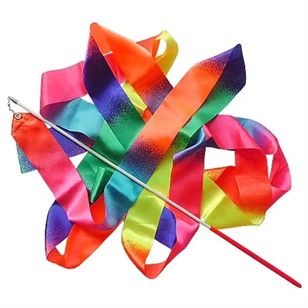Twirling Rod Gymnastics Ribbons Rhythmic Gradient Colors Ballet Streamer 2m 4m Professional Dance Ribbon Art Dances