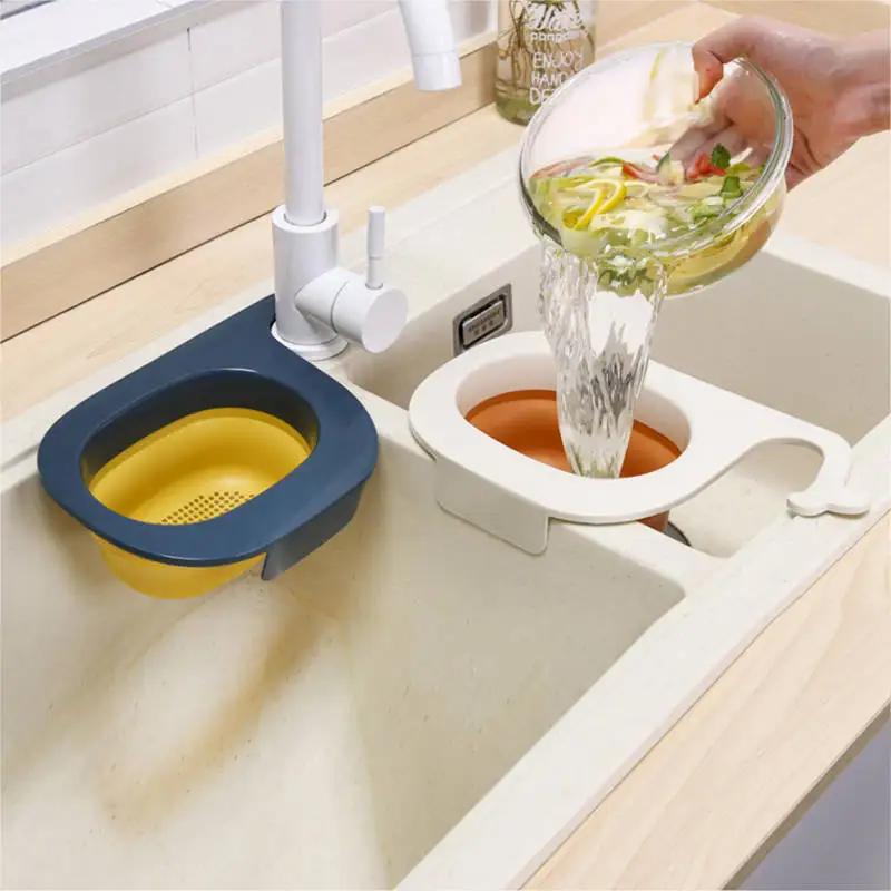 Kitchen Sink Drain Strainer Basket Leftover Garbage Filter Swan Shape Hanging Vegetable Washing Drainer Storage Rack