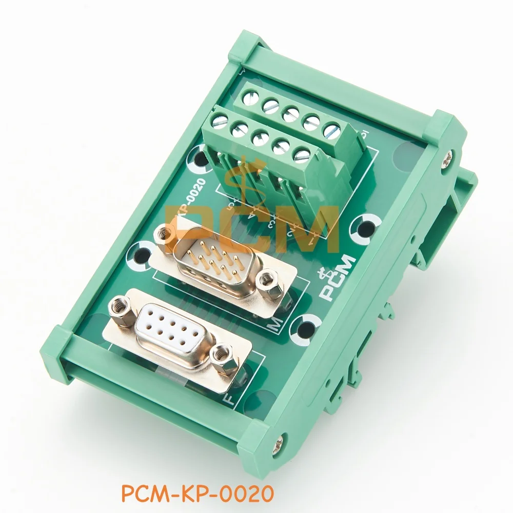 DIN Rail DB9 9 Pin Male to Female Breakout Board D Sub Interface Adapter Module for Automation Wiring System & Control Cabinet