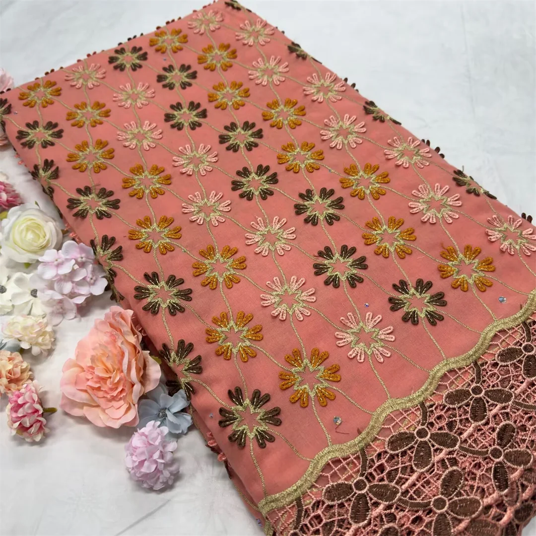 Nigerian Swiss Voile Lace Fabric with 3D Flower Applique And Stones Super Quality African Wedding Dress Lace 2026