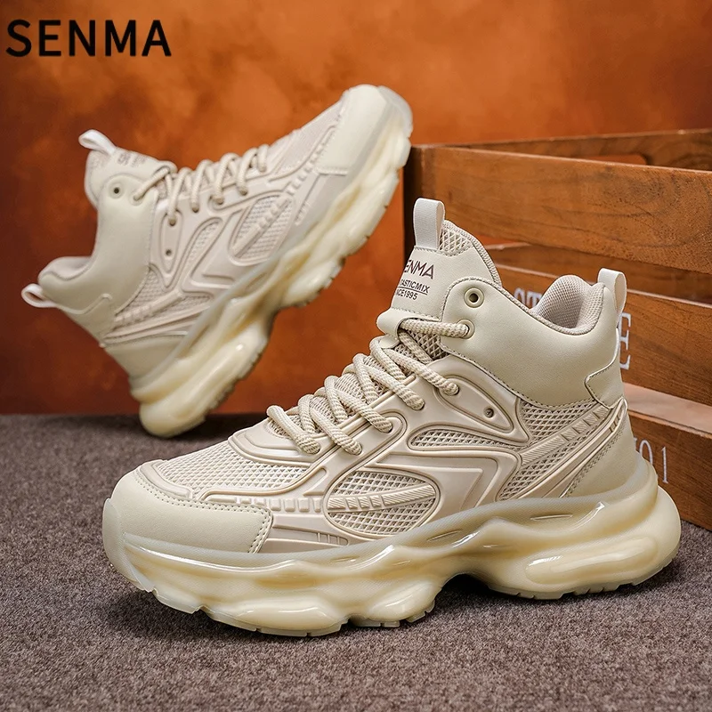 SENMA Men's Casual Sports Shoes Thick Bottom Dad Style Black Samurai New Model Street Fashion Rubber Sole Comfortable Sneakers