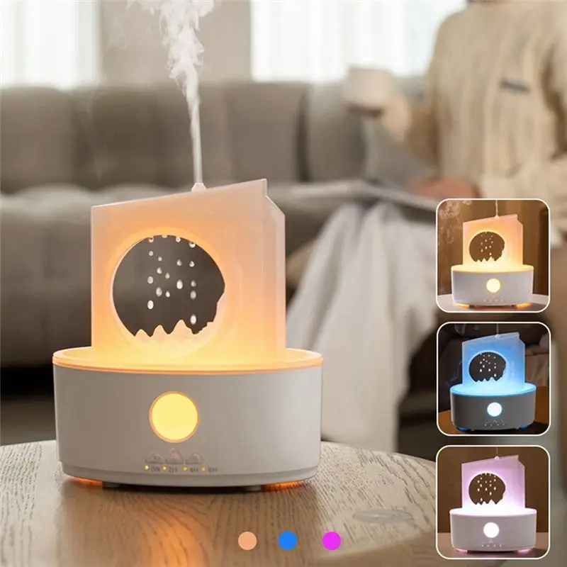 B51CNEW! Rain Clouds Aroma Diffuser Raindrop Air Humidifier Humidificador De Aroma Night Light Desktop Ultrasonic Sprayer US Plu