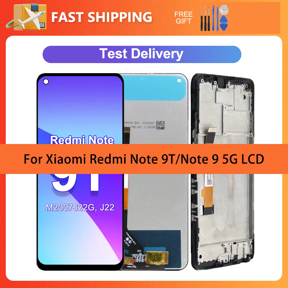 6.53\'\' LCD For Xiaomi Redmi Note 9T M2007J22G J22 Display Touch Screen Digitizer Assembly With Frame For Redmi Note 9 5G LCD