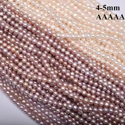 4-5mm 5A Natural Freshwater White Purple High Quality Round Bead Pearl Gift Women Jewelry Make DIY Necklace Bracelet Accessories
