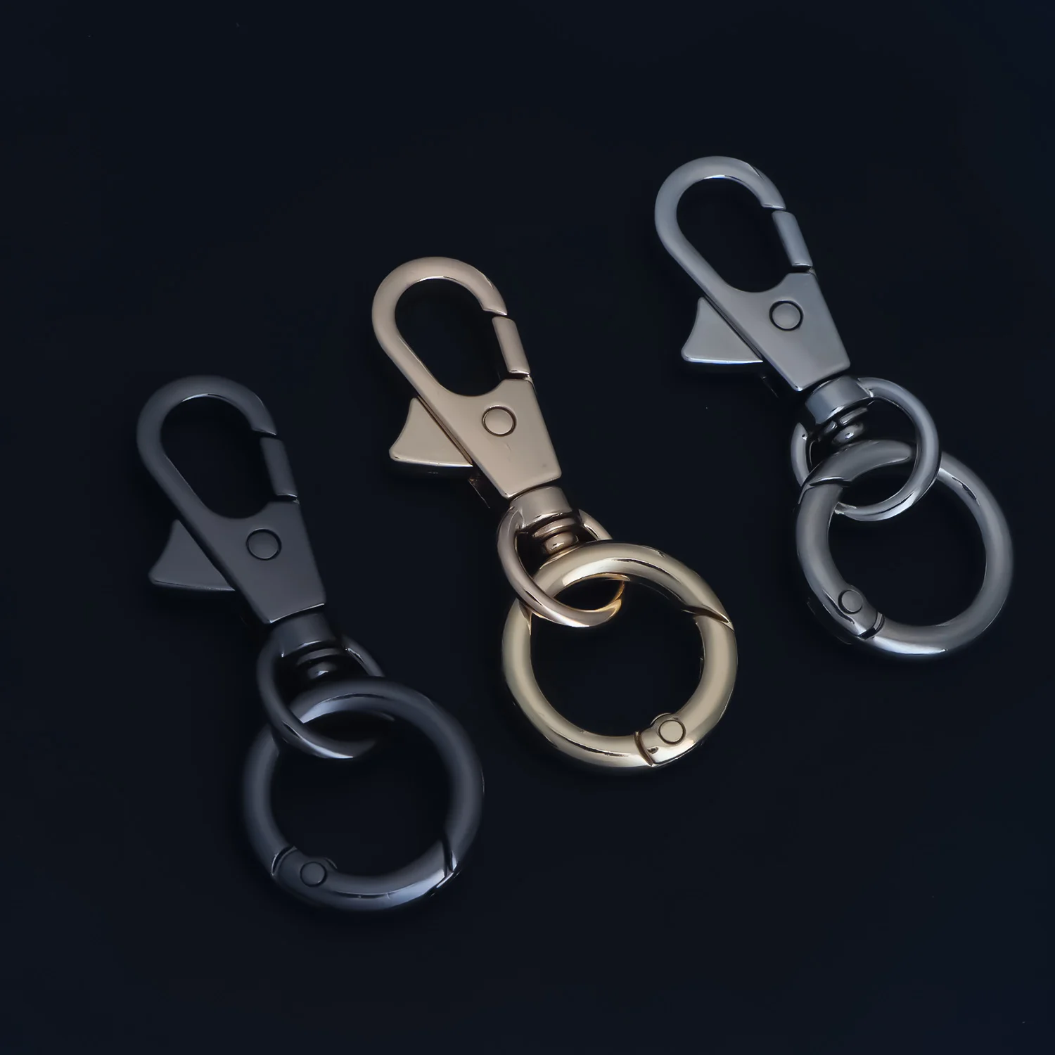 2pcs Double Opening Keychain Clip, Swivel Lobster Clasp with Key Ring Spring Snap Hook Purse Clip for Lanyard Outdoor Keychain