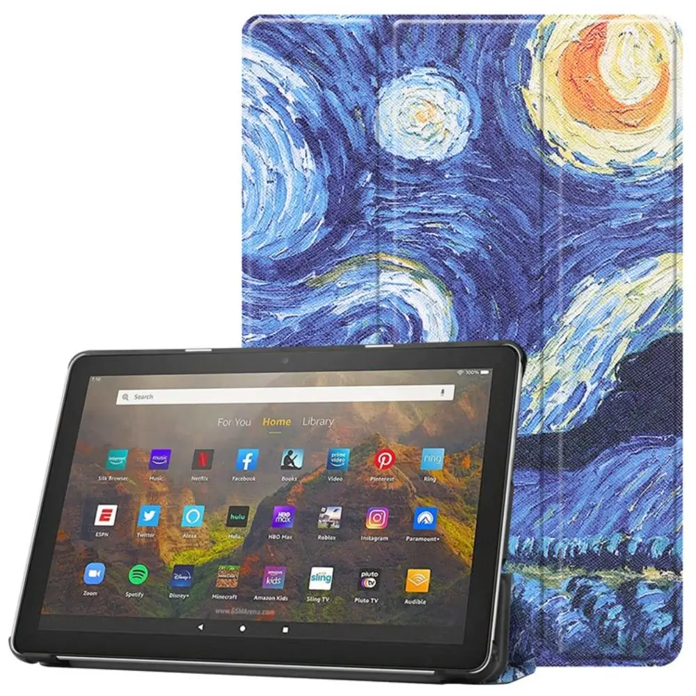 Tri-Folding Stand 10.4 Inch Tablet Case Auto Sleep/Wake Leather Tablet Cover Shockproof Wear-resistant for Nokia T21 T20