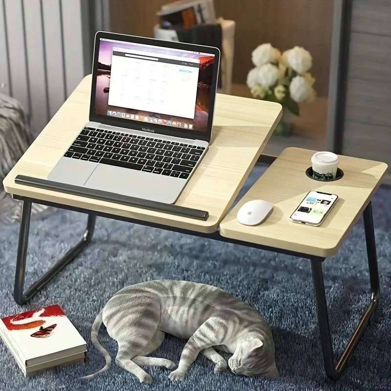 

*& forComputer Desk Ergonomically Designed Lazy Integrated Folding Table With Adjustable Height Compact Practical Laptop Desk