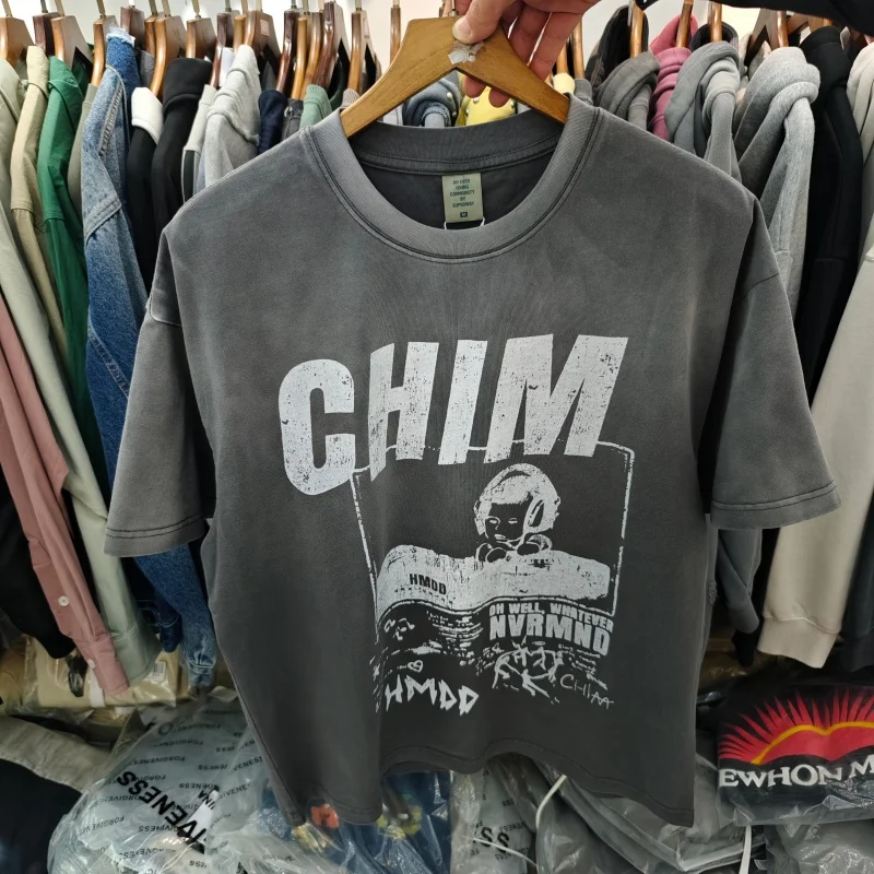 

Мужская винтажная серая футболка в стиле distressed, уличная мода, свободный крой, повседневная футболка с круглым вырезом, одежда