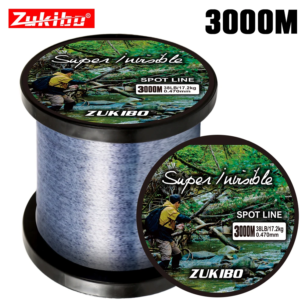 ZUKIBO 3000M Super Invisible Fluorocarbon Coated Speckle Fishing Line Super Strong Spotted Sinking Nylon Fishing Accessories