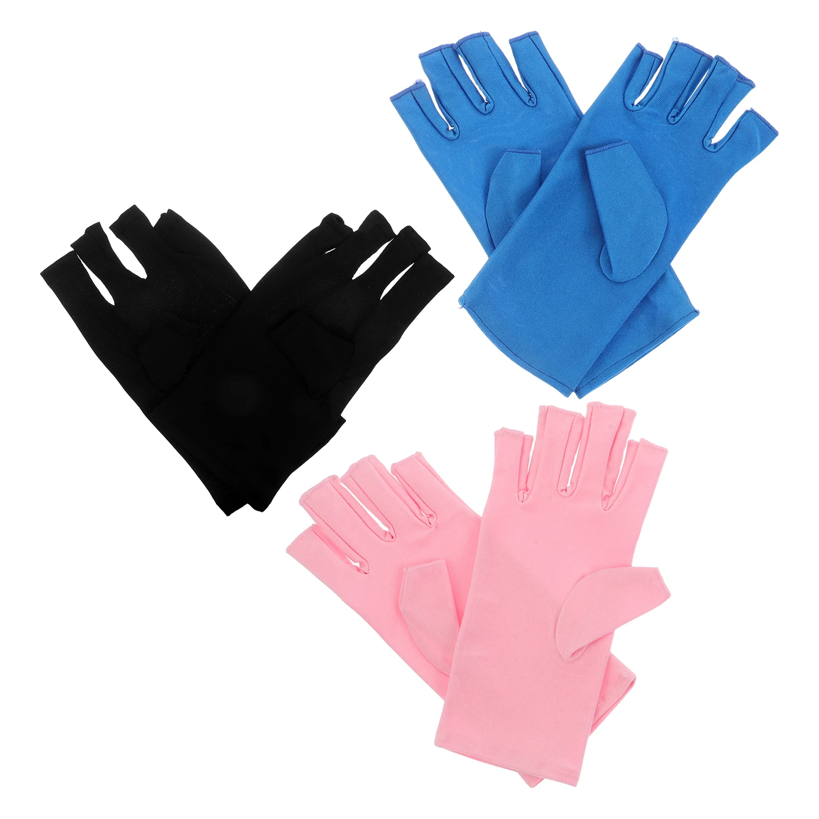 

Fingerless Uv Gloves For Nails 3 Pairs Anti Uv Manicure Gloves Half Finger Design Reusable Nail Art Protection Spa