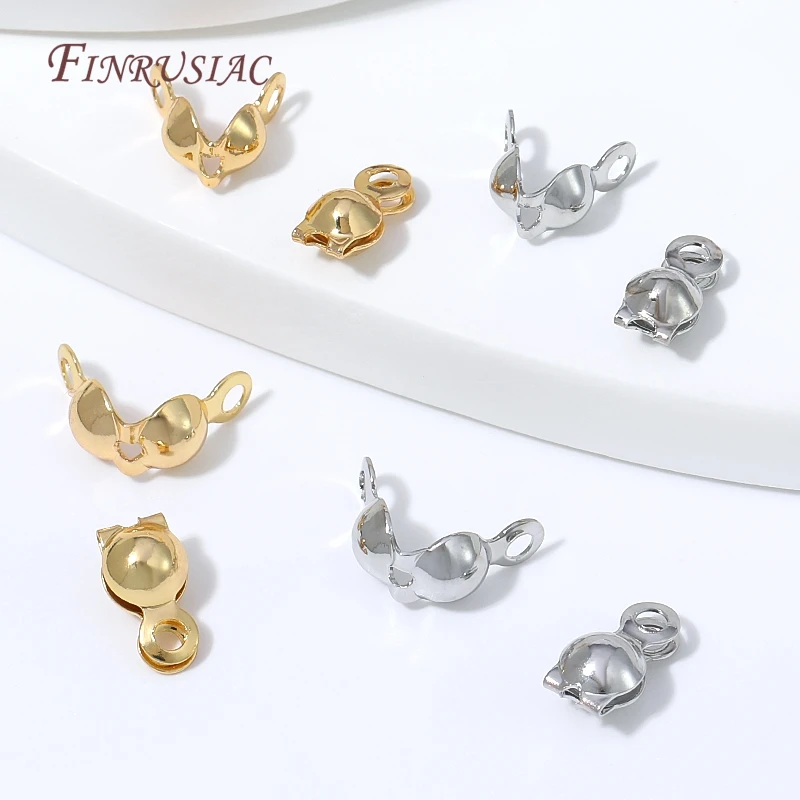 50/100Pcs Clamshell Bead Tips 18K Gold Plated Knot Covers Cord End Caps Crimp Bead Covers For DIY Jewelry Making Accessories