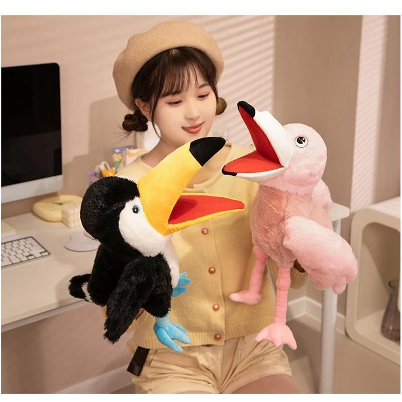 

35cm Cute Bird Animal Hand Puppet Plush Toy Children's Teaching Ventriloquism Parent-child Interactive Gloves Bird Doll